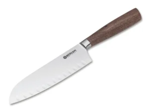 Nóż Santoku Böker Solingen Core Walnut, Kulle – X50CrMoV15 – 283 mm – SHARPI