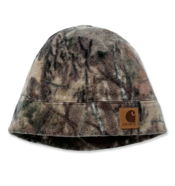 Czapka Carhartt Camo Fleece Hat Czapka Carhartt Camo Fleece Hat wykonana jest z miękkiego, ciepłego polaru w kolorze kamuflarzu. Najważniejsze funkcje i elementy czapki:Materiał: 100% poliester (polar)Kwadratowa metka z logo Carhartt na przodzieWzór Mossy Oak® camo-pattern