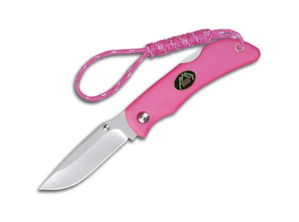 Nóż Outdoor Edge Mini-Babe Pink Mały, poręczny folder do codziennego użytku. Ostrze jest niezawodnie sprzęgnięte z mechanizmem blokującym. Kołek do otwierania znajduje się po obu stronach i przez to nóż może być używany przez lewo- lub praworęcznych. Antypoślizgowy uchwyt z kraton. Mini Folder to praktyczny towarzysz do codziennego użytku, czy to na pęku kluczy, w kieszeni spodni czy w plecaku. Łącznie ze smyczą.