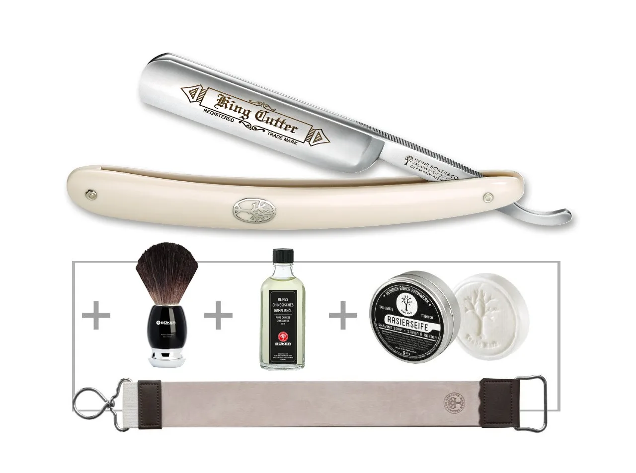 Brzytwa Böker King Cutter White zestaw 1 Brzytwa Böker King Cutter White zestaw – stal węglowa – tworzywo sztuczne – SHARPI