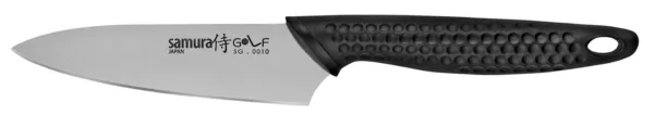 Nóż do obierania 10 cm Samura Golf AUS-8 Mały uniwersalny nóż kuchenny. Doskonale nadaje się do obierania oraz innych precyzyjnych prac.Warunki użytkowania i konserwacji noży Samura:• Przed pierwszym użyciem zanurz noże w gorącej wodzie.• Używaj noży kuchennych tylko na deskach drewnianych lub plastikowych (płyty szklane uszkadzają krawędź tnącą noża).• Nie używaj noży do rozdrabniania produktu i nie tnij produktów mrożonych.• Nie używaj noży do krojenia produktów kostnych (mięso, kurczak itp.) i nie tnij nimi kości.• Nie pozostawiaj noży w wodzie lub w zlewie na dłuższy czas. Wpłynie to negatywnie na materiał (może zardzewieć) i ostrość noża;• Zalecamy ręczne czyszczenie noży przy użyciu materiałów nieściernych i natychmiastowe wysuszenie.• Noże trzymaj w specjalnym bloku na noże, pudełku na noże, stojaku na noże itp. Upewnij się, że ostrza nie dotykają innych metalowych przedmiotów.• Zalecamy regularne ostrzenie noży stalką lub ceramicznym prętem ostrzącym. Podczas procesu ostrzenia upewnij się, że oryginalny kąt krawędzi jest utrzymywany na poziomie 15-17 stopni, który jest ustawiony w procesie produkcyjnym.• Nie zalecamy mycia noży w zmywarce do naczyń.