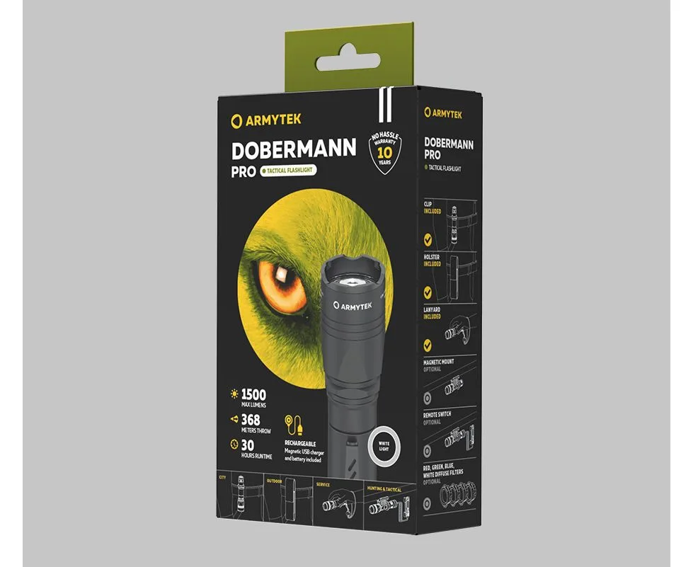 Latarka taktyczna Armytek Dobermann PRO MAGNET USB 3 Latarka taktyczna Armytek Dobermann PRO MAGNET USB – Armytek – SHARPI – zdjęcie 3