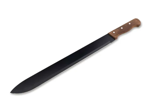 Nóż Magnum Heavy Duty Machete Big Kiedy codzienność kapie jak deszcz, czyste powietrze zalewa ciało przygodą, a szelest lasu napełnia duszę ciszą, kolejne przeżycie natury jest już bardzo blisko. Aby wycieczka na wieś była idealna, Boker ma imponującą maczetę dla entuzjastycznych bushcraftów i miłośników przyrody z maczetą Magnum Havy Duty Big. Masywne ostrze 420 ma czarną powłokę, która nadaje ostrzu stałemu taktyczny charakter. Ciężka konstrukcja maczety umożliwia niemęczącą pracę, dzięki czemu zadania takie jak rąbanie lub cięcie są łatwe. Ergonomiczny uchwyt wykonany z drewna wenge z trzema ozdobnymi nitami zapewnia pewny chwyt. W zestawie dopasowana nylonowa pochwa.