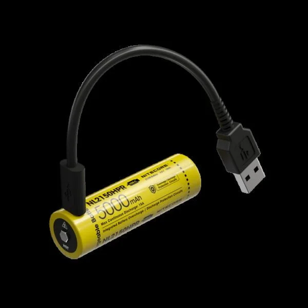 Akumulator Nitecore NL2150HPR 21702 3.6V 5000mAh Akumulator Li-Ion Nitecore 21702 3.6V 5000mAh z portem ładowania (BRAK przewodu ładowania w zestawie). Pasuje m.in. do latarek E4K.Specyfikacja:typ: NL2150HPRpojemność: 5000mAhwoltaż: 3.6Vciągły prąd rozładowania: max. 15Aport ładowania: USB-Cdługość: 77.2 +/- 0.3mmśrednica: 21.7 +/- 0.3mm