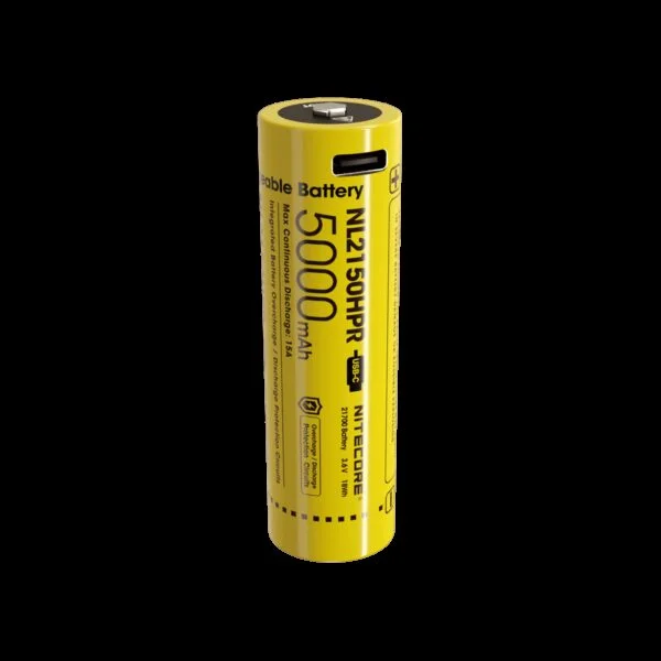 Akumulator Nitecore NL2150HPR 21702 3.6V 5000mAh Akumulator Li-Ion Nitecore 21702 3.6V 5000mAh z portem ładowania (BRAK przewodu ładowania w zestawie). Pasuje m.in. do latarek E4K.Specyfikacja:typ: NL2150HPRpojemność: 5000mAhwoltaż: 3.6Vciągły prąd rozładowania: max. 15Aport ładowania: USB-Cdługość: 77.2 +/- 0.3mmśrednica: 21.7 +/- 0.3mm