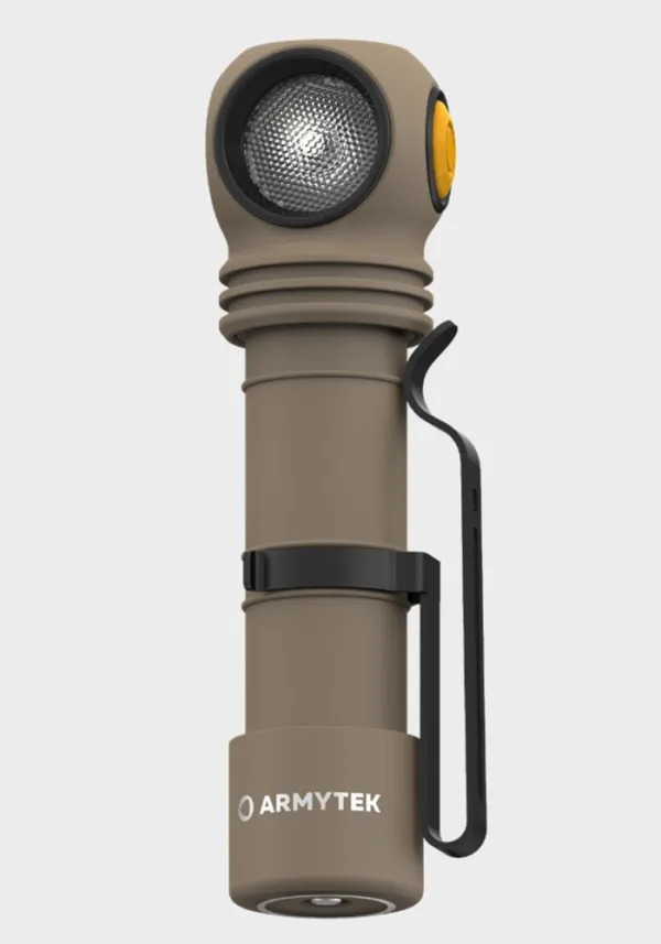 Latarka Armytek Wizard C2 Pro Sand White 3w1 LEGENDARNA LATARKA WIELOFUNKCYJNA JEST TERAZ JESZCZE JAŚNIEJSZA, BARDZIEJ NIEZAWODNA I WYGODNIEJSZAWizard C2 Pro — pierwsza latarka wielofunkcyjna w zaktualizowanej linii Armytek.Idealne rozwiązanie dla osób poszukujących mocnej wielofunkcyjnej latarki do stałego zawodowego i codziennego użytku.Ten model wyróżnia się niesamowitą jasnością do 2500 lumenów i zasięgiem światła do 131 metrów. Ładuje się z dowolnego źródła zasilania USB za pomocą magnetycznego kabla USB. Potężny magnes w tylnej obudowie umożliwia przymocowanie latarki do dowolnej metalowej powierzchni.W zestawie wygodna opaska do mocowania na czole oraz klips do przypięcia do ubrania lub plecaka. Wizard C2 Pro jest kompatybilny z mocowaniem do kasku AHM-02 i nadaje się do prac budowlanych.WIZARD C2 PRO — LATARKA WIELOFUNKCYJNA 3 W 1LATARKA CZOŁOWAProsta obsługa jedną ręką, niezawodny uchwyt do mocowania głowie do bieganiaSolidna obudowa bez długich przewodów, zawodnych łącz gumowych i dodatkowych blokadLatarkę można łatwo zamontować, łatwo zdjąć, a po zamocowaniu możemy ją przesuwać aż o 180°Szybko zdejmowany gumowy pierścień zapewnia dodatkowe mocowanieNA KAŻDY DZIEŃKompaktowa obudowaWygodny przycisk bocznySpecjalna matowa anodowana powłoka bez ostrych żłobieńSilny wbudowany magnes i niezawodny stalowy klipsStałe światło bez migotaniaBĘDZIESZ ZASKOCZONY NOWYMI FUNKCJAMI WIZARD C2 PROInnowacyjny system optyczny: przepuszcza więcej światła, zapewnia większy zakres wiązki z wygodnym szerokim światłem.Maksymalna wydajność diody: osiągnęliśmy imponujące 2500 lumenów zamiast 1800 lm w Wizard v3 Pro.Nowa obudowa: zoptymalizowana konstrukcja głowicy dla lepszego odprowadzania ciepła i jasnego światła z dużą ilością lumenów.Zwiększony przycisk boczny: bardziej miękkie i wygodniejsze naciskanie.Zaktualizowana elektronika i oprogramowanie układowe: wydłużone godziny pracy i zwiększona jasność.Prosta kontrola domyślna: łatwa w użyciu od razu po wyjęciu z pudełka, możliwość przejścia na profesjonalne rozszerzone sterowanie z 12 trybami.System podwójnych sprężyn: niezawodny kontakt baterii ze sterownikiem w celu dodatkowej ochrony przed uszkodzeniem podczas upadku.Nowe ładowanie magnetyczne: latarka ładuje się 2 razy szybciej (3 godz 40 min).ZALETY LATAREK Z SERII WIZARD- Pro Potężna elektronika zapewnia imponujący strumień świetlny 2500 lumenów i rekordowe 200 dni pracy w trybie Świetlika.- Pro Wielokolorowy wyświetlacz wysokiej temperatury i stanu baterii, który działa przez 25 lat, pomaga znaleźć latarkę w ciemności.- Wygodna szeroka wiązka optyki TIR, chronionej przed zadrapaniami dzięki zastosowaniu szkła hartowanego z rozjaśniającą powłoką.- Innowacyjna technologia pozwala na wykorzystanie dowolnych baterii 18650 Li-Ion i zapewnia pełną ochronę przed zwarciem nawet w przypadku kontaktu portu magnetycznego z metalowymi przedmiotami.- Aktywna ochrona przed przegrzaniem powyżej 58 °С w czasie rzeczywistym i ostrzeżenie o niskim poziomie naładowania baterii.- Pełna ochrona przed wodą, brudem i kurzem — latarka nadal działa nawet na głębokości 10 metrów.- Niezawodny i wodoodporny port magnetyczny.- Pełna gwarancja 10 lat.W zestawie bateria 18650 (3500 mAh).Do stabilnej pracy latarki zalecamy korzystać z firmowych akumulatorów 18650 Li-Ion bez płyty ochronnej lub akumulatorów z płytą ochronną, zapewniającą prąd rozładowania 10A.Zestaw zawiera:- latarkę Wizard C2 Pro Sand (White)- alumulator Li-Ion 18650 3500mAh- magnetyczny przewód ładowania- opaska na głowę- klips- 2 zapasowe o-ringi- instrukcję