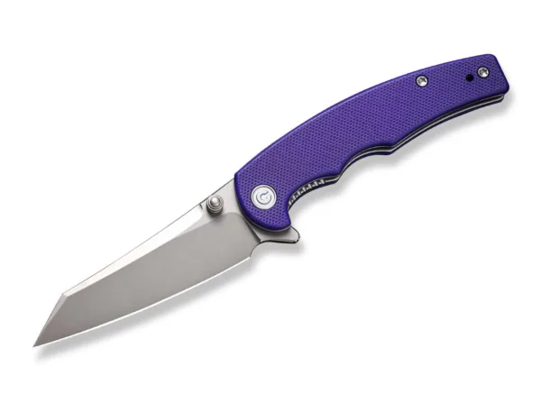 Nóż CIVIVI P87 G10 Purple Civivi P87 charakteryzuje się szczególnie smukłym designem, bez uszczerbku dla przydatności do codziennego użytku. Łożyskowane ostrze wykonane z Nitro-V otwiera się za pomocą flippera lub kołka i jest utrzymywane przez bezpieczną blokadę liner lock. Ergonomię i pewny chwyt gwarantuje rękojeść wykonana z fioletowego G10, w której znajduje się również klips typu tip-up.