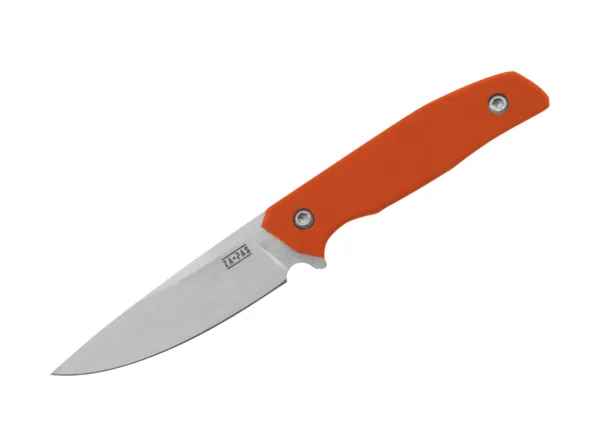 Nóż ZA-PAS Ambro II G10 Orange Stal klingi NC11LV / D2 / 1.2379 - 60-61 HRC, długość całkowita 195 mm, długość klingi 90 mm, grubość klingi 3.5 mm, waga 108 g, rękojeść G10, w komplecie pochwa z kydexu z Holder-Clipem, 100% made in PolandZa-Pas to rodzinna firma założona przez pasjonatów, dla których produkcja bardzo dobrej jakości noży w przystępnych cenach stała się celem życia. Dzięki zdobytej wiedzy i doświadczeniu, udało im się stworzyć serię noży, które spełniają wszystkie założenia, są trwałe, wygodne i w 100% wykonane w Polsce. Jedną z głównych zalet noży Za-Pas jest ich uniwersalność. Doskonale sprawdzają się podczas wędrówek, biwaków, polowań czy wspinaczki.Można ich używać do przycinania gałęzi, przecinania lin lub innych materiałów, obierania i krojenia żywności oraz wykonywania precyzyjnych prac.