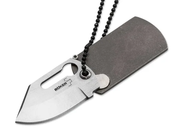 Nóż Böker Plus Dog Tag Knife Długość całkowita 96 mm, długość klingi 43 mm, waga 24 g, grubość klingi 1,7 mm, stal 440C.