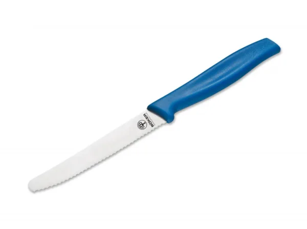 Nóż do bułek Böker, niebieski Klasyczny "kanapkowiec" z zaokrąglonym czubkiem - podstawowe wyposażenie każdej szanującej się kuchni i biwaku. Zębata klinga przedrze się z łatwością przez każdy materiał.