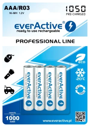 Akumulatorki everActive R03/AAA 1050 mAh, 4 szt. – Baterie i ładowarki – SHARPI