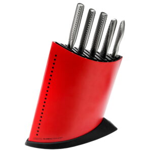 Komplet 5 noży w czerwonym bloku GKB-52CR | Global – Global – do obierania – SHARPI