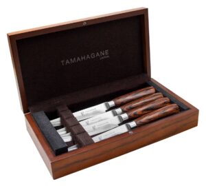 Tamahagane San Brown VG-5 zestaw 4 noży do steków – 82g – Tamahagane – SHARPI