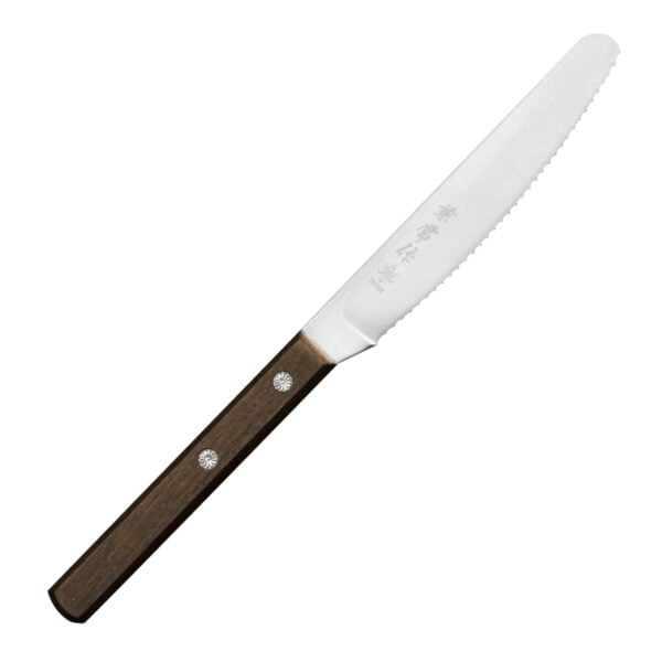 Kanetsune AUS-8 Nóż kuchenny uniwersalny ząbkowany 11 cm Kanetsune AUS-8 Nóż kuchenny uniwersalny ząbkowany 11 cm
Praktyczny nóż kuchenny uniwersalny, który z łatwością przecina miękkie produkty, np. dojrzałe pomidory czy soczyste steki – bez uszkadzania ich wnętrza. Wystarczy wykonać delikatny ruch w poziomie, żeby pokroić warzywa o twardej skórce, chrupiące pieczywo czy kanapki. Mikroząbki sprawiają, że nóż zachowuje ostrość przez długi czas.
Dane techniczne:
Ostrze – stal AUS-8Rękojeść -Kebony MapleTwardość – 58 HRC +/- 1Długość całkowita – 22,5 cmDługość ostrza – 11 cmSzerokość klingi – 1,8 cmGrubość klingi – 0,95 mmSposób ostrzenia - ostrze ząbkowaneWaga – ok. 34 g