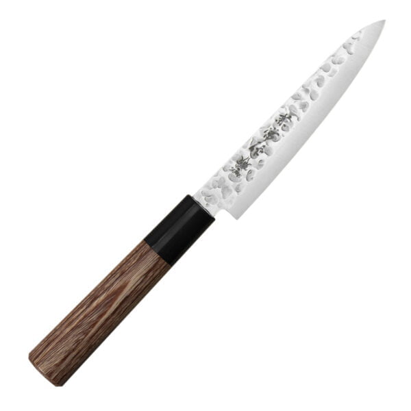 Kanetsune 950 DSR-1K6 Nóż uniwersalny 12 cm Kanetsune 950 DSR-1K6 Nóż uniwersalny 12 cm
Poręczny nóż kuchenny, bardzo praktyczny przy produktach małej i średniej wielkości, takich jak rzodkiewka czy cytryna. Nóż uniwersalnydoskonale się sprawdza podczas cięcia marchewki "w kostkę", krojenia oliwek lub małego pieczywa. Idealny dla tych, którzy nie lubią dużych noży.
Dane techniczne:
Ostrze - stal nierdzewna DSR-1K6Rękojeść - drewno pakkaTwardość - 58 HRC +/- 1Długość całkowita - 24,0 cmDługość ostrza - 12 cmSzerokość klingi - 2,5 cmGrubość klingi - 1,23 mmSposób ostrzenia - szlif dwustronny symetrycznyWaga - ok. 56 g
