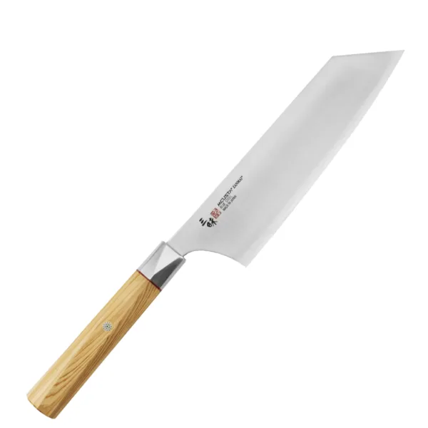 Mcusta Zanmai Beyond Aogami Super Nóż Bunka 18cm Mcusta Zanmai Beyond Aogami Super Nóż Bunka 18cm
Bunka to uniwersalny nóż kuchenny, dzięki wysokiemu ostrzu nóż kuchenny Bunka nadaje się szczególnie do krojenia warzyw lub owoców, a trójkątny obszar końcówki jest szczególnie przydatny do szczegółowej pracy i cięcia ryb lub mięsa.
Dane techniczne:
Ostrze -  laminat 3 warstwowy - rdzeń ze stali węglowej Aogami Super okuty stalą nierdzewnąRękojeść - skręcona ośmiokątna drewno hinokiTwardość - 63-65 HRCDługość całkowita - 34, cmDługość ostrza -  18,0 cmSzerokość klingi - 5,0 cmGrubość klingi - 1,9 mmSposób ostrzenia - szlif dwustronny symetrycznyWaga - ok. 167 g