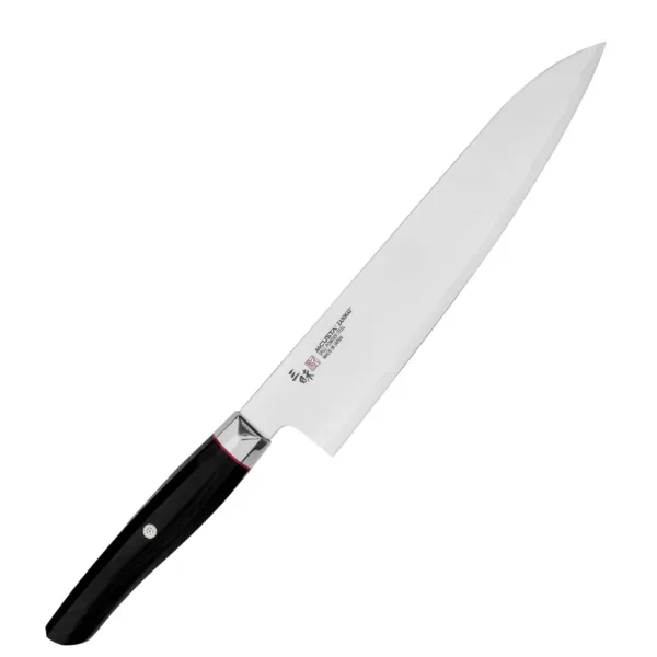 Mcusta Zanmai Revolution SPG2 Nóż Gyuto 21cm Mcusta Zanmai Revolution SPG2 Nóż Szefa 21cm
Najbardziej wszechstronny nóż kuchenny, przeznaczony do cięcia, krojenia, szatkowania i plastrowania rozmaitych produktów. Nóż szefa kuchni jest wystarczająco długi, aby można było nim kroić naprawdę duże płaszczyzny, i odpowiednio wyprofilowany, aby zagwarantować użytkownikowi komfort i swobodę ruchów.
Dane techniczne:
Ostrze - szybkotnąca stal proszkowa SPG2Rękojeść - pakka woodTwardość - 61 HRC +/- 1Długość całkowita - 36,0 cmDługość ostrza - 21,0 cmSzerokość klingi - 4,5 cmGrubość klingi - 2,0 mmSposób ostrzenia - szlif dwustronny symetrycznyWaga - ok. 158 g