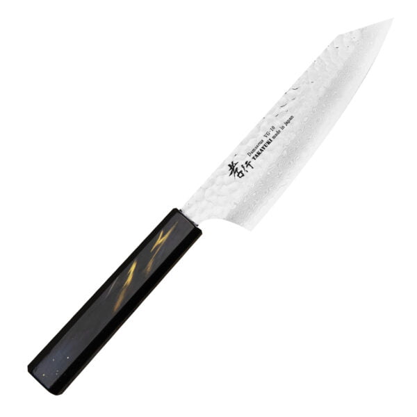 Sakai Takayuki Urushi VG-10 Saiu Nóż Kengata 16 cm Sakai Takayuki Urushi VG-10 Saiu Nóż Kengata 16 cm
Najbardziej wszechstronny nóż kuchenny, przeznaczony do cięcia, krojenia, szatkowania i plastrowania rozmaitych produktów. Nóż szefa kuchni jest wystarczająco długi, aby można było nim kroić naprawdę duże płaszczyzny, i odpowiednio wyprofilowany, aby zagwarantować użytkownikowi komfort i swobodę ruchów.
Dane techniczne:
Ostrze - nierdzewna stal VG-10 okuta warstwami stali nierdzewnejRękojeść - ręcznie lakierowane drewno dębuTwardość - 60-61 HRCDługość całkowita - 31,5 cmDługość ostrza - 16,0 cmSzerokość klingi - 4,5 cmGrubość klingi - 1,8 mmSposób ostrzenia - szlif dwustronny symetrycznyWaga - ok. 140 g