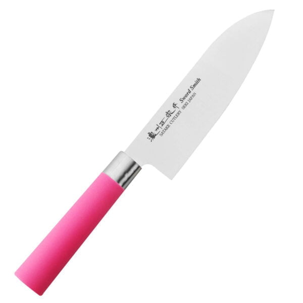 Satake Macaron Pink Nóż Santoku 17 cm Satake Macaron Pink Nóż Santoku 17 cm
Wszechstronny japoński nóż kuchenny, przeznaczony do krojenia warzyw, owoców, mięsa i ryb. Szeroka klinga ułatwia przenoszenie pokrojonych produktów do salaterki lub na patelnię i przydaje się też do rozgniatania czosnku. Wysoko umieszczona rękojeść zapobiega uderzaniu kłykciami o deskę. Dzięki sporym gabarytom nóż doskonale się nadaje do krojenia dużych owoców i warzyw, takich jak arbuz, cukinia czy kapusta.
Dane techniczne:
Ostrze - stal molibdenowo-wanadowaRękojeść - polipropylenTwardość - 56-58 HRC Długość całkowita - 30,0 cmDługość ostrza - 17,0 cmSzerokość klingi - 4,5 cmGrubość klingi - 1,6 mmSposób ostrzenia - szlif dwustronny symetrycznyWaga - ok. 106 g