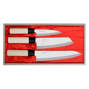 Satake Megumi Zestaw 3 noży w drewnianym pudełku – 118 – Satake – SHARPI