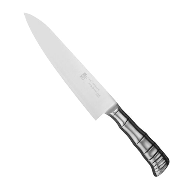 Tamahagane Bamboo VG-5 Nóż szefa kuchni 21cm Tamahagane Bamboo VG-5 Nóż szefa kuchni 21cm
Najbardziej wszechstronny nóż kuchenny, przeznaczony do cięcia, krojenia, szatkowania i plastrowania rozmaitych produktów. Nóż szefa kuchni jest wystarczająco długi, aby można było nim kroić naprawdę duże płaszczyzny, i odpowiednio wyprofilowany, aby zagwarantować użytkownikowi komfort i swobodę ruchów.
Dane techniczne:
Ostrze - rdzeń VG-5 okuty stalą nierdzewną SUS410Rękojeść - stal nierdzewna bamboo designeTwardość - 61 HRC +/- 1Długość całkowita - 34,0 cmDługość ostrza - 21,0 cmSzerokość klingi - 4,4 cmGrubość klingi - 1,5 mmSposób ostrzenia - szlif dwustronny symetrycznyWaga - ok. 192 g