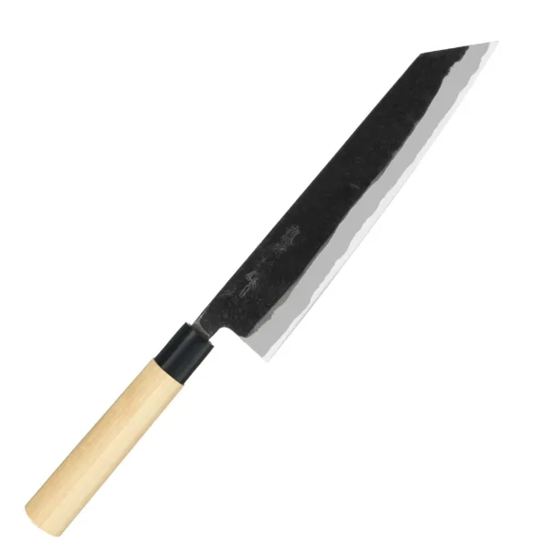 Tojiro Shirogami Nóż kuchenny Kiritsuke 24 cm Nóż kuchenny Kiritsuke 24cm Tojiro Shirogami 
Najbardziej wszechstronny nóż kuchenny, przeznaczony do cięcia, krojenia, szatkowania i plastrowania rozmaitych produktów. Nóż szefa kuchni jest wystarczająco długi, aby można było nim kroić naprawdę duże płaszczyzny, i odpowiednio wyprofilowany, aby zagwarantować użytkownikowi komfort i swobodę ruchów.
Dane techniczne:
Ostrze - stal 3 warstwowa rdzewna stal, rdzeń - Shirogami #2Rękojeść - drewno magnolioweTwardość - 60 HRC +/- 1Długość całkowita - 41,5 cmDługość ostrza - 24,0 cmSzerokość klingi - 4,9 cmGrubość klingi - ok. 4,2 mmWaga - ok. 205 g