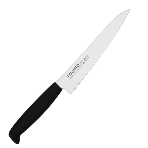 Tojiro Color Nóż uniwersalny 15 cm Tojiro Color Nóż uniwersalny 15 cm
Wszechstronny, lekki nóż kuchenny, przeznaczony do obierania, czyszczenia i krojenia małych lub średnich produktów, takich jak zioła, warzywa czy owoce. Ponieważ przypomina kształtem nóż szefa, w Japonii używany jest jako poręczna wersja tego podstawowego narzędzia wtedy, kiedy duży nóż okazuje się niepraktyczny.
Dane techniczne:
Ostrze - stal molibdenowo-wanadowaRękojeść - żywica elastomerowaTwardość - 57-59 HRCDługość całkowita - 25,8 cmDługość ostrza - 15 cmSzerokość klingi - 3 cmGrubość klingi - ok. 2 mmSposób ostrzenia - szlif dwustronny symetrycznyWaga - ok. 57 g