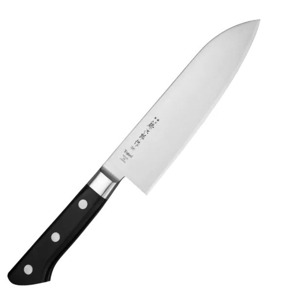 Tojiro Classic VG-10 Nóż Santoku 17cm Tojiro Classic VG-10 Nóż Santoku 17cm
Japoński nóż o wszechstronnym zastosowaniu, przeznaczony głównie do mięsa, warzyw i ryb. Ponieważ posiada cienkie ostrze, znakomicie się też sprawdzi przy krojeniu chleba, plastrowaniu owoców czy siekaniu ziół. Duża klinga ułatwia przenoszenie pokrojonych produktów do salaterki lub na patelnię.
Dane techniczne:
Ostrze - laminat 3 warstwowy - rdzeń z VG-10 Twardość - 60 HRC +/- 1Długość całkowita - 29,7 cmDługość ostrza - 17 cmSzerokość klingi - 4,6 cmGrubość klingi - ok. 1,9 mmWaga - ok. 175 g