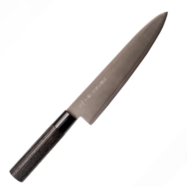 Tojiro Zen Black VG-10 Nóż szefa kuchni 21cm Nóż kuchenny szefa kuchni 21 cm Tojiro Zen Black
Profesjonalny wszechstronny nóż kuchenny, przeznaczony do cięcia, krojenia, szatkowania i plastrowania rozmaitych produktów. Nóż szefa kuchni jest wystarczająco długi, aby można było nim kroić naprawdę duże płaszczyzny, i odpowiednio wyprofilowany, aby zagwarantować użytkownikowi komfort i swobodę ruchów. Tradycyjna rękojeść w stylu japońskim jest bardzo lekka i świetnie dopasowana do kształtu dłoni.
Dane techniczne:
Ostrze - laminat 3 warstwowy - rdzeń z VG-10Twardość - 60 HRC +/- 1Długość całkowita -35 cmDługość ostrza - 21 cmSzerokość klingi - 4,5 cmGrubość klingi - ok. 2,3 mmWaga - ok. 120 g