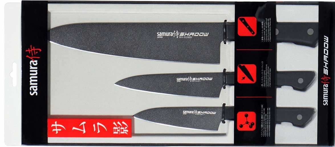 Samura Shadow Zestaw 3 Noży - Nóż Szefa, Utility i Paring 1 Samura Shadow Zestaw 3 Noży - Nóż Szefa, Utility i Paring – Nowy – Shadow – SHARPI
