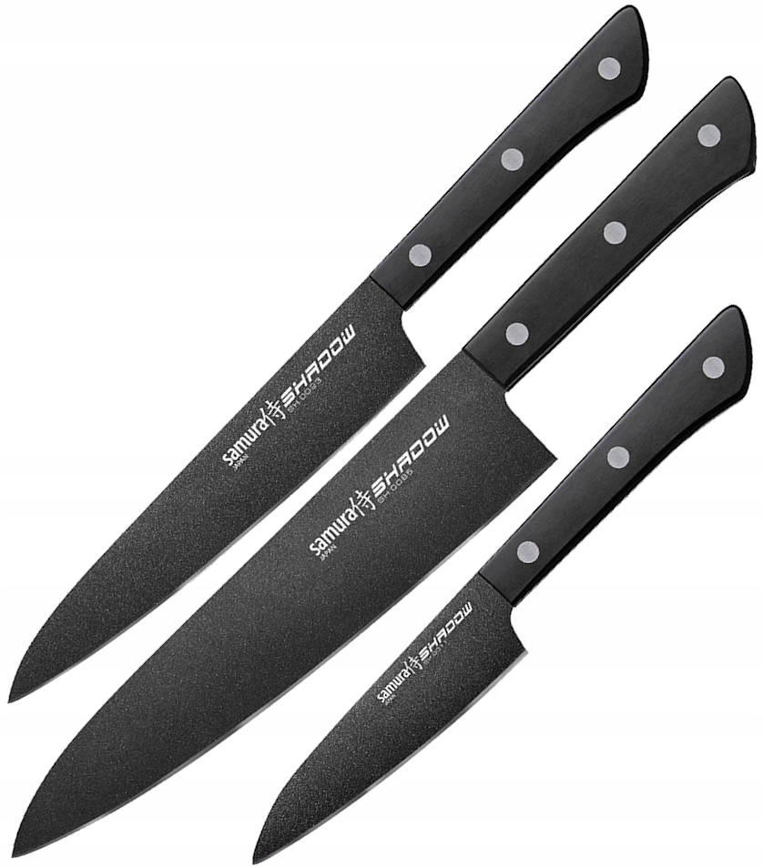 Samura Shadow Zestaw 3 Noży - Nóż Szefa, Utility i Paring 3 Samura Shadow Zestaw 3 Noży - Nóż Szefa, Utility i Paring – Nowy – Shadow – SHARPI – zdjęcie 3