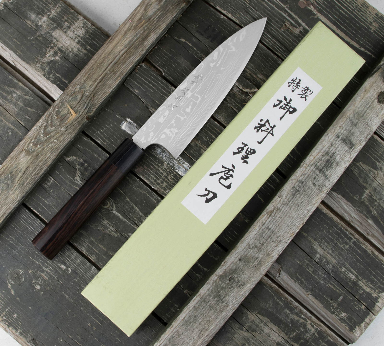 Hideo Kitaoka Shirogami Satin Damascus Nóż Funayuki 18cm 3 CN-2230