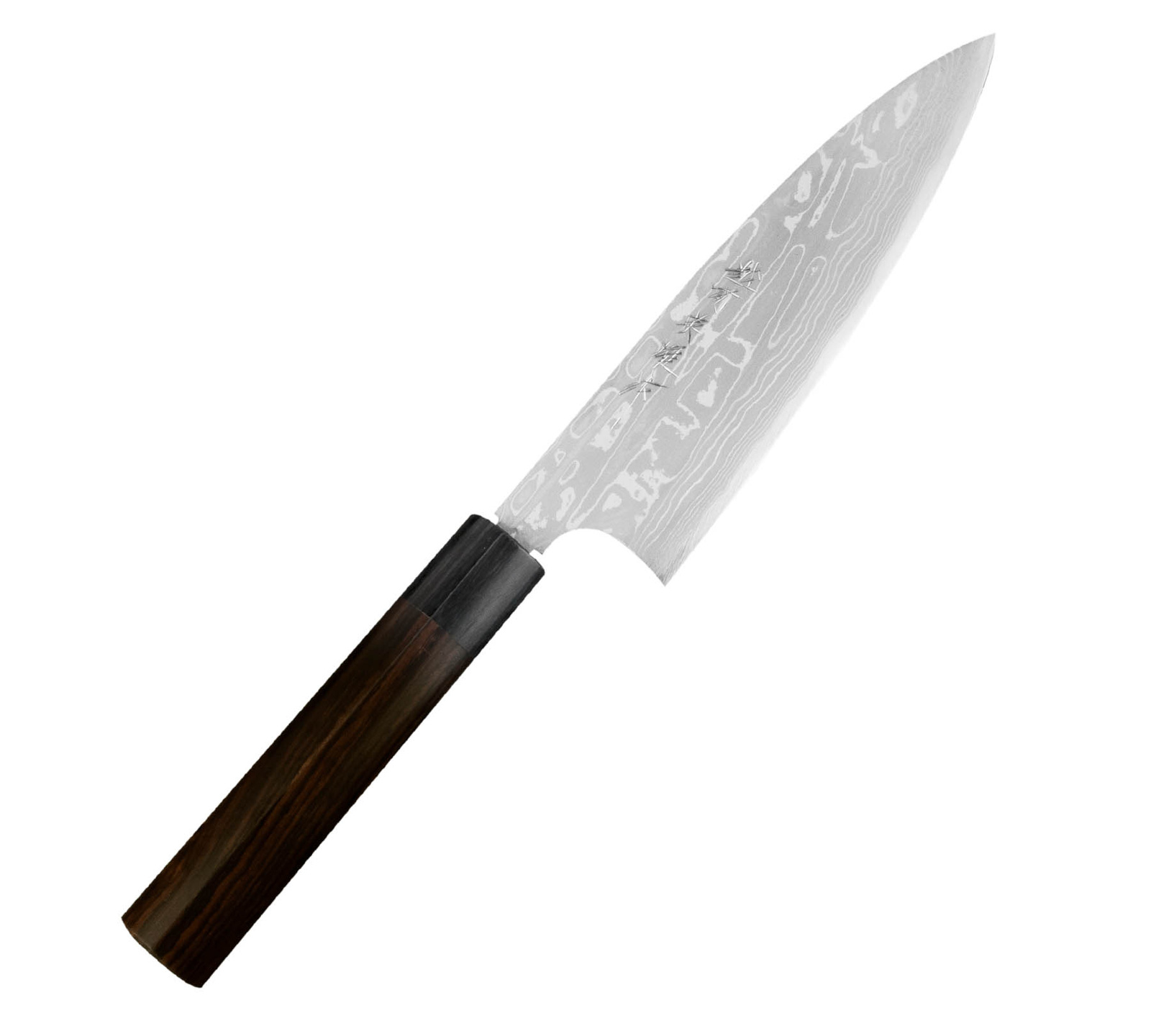Hideo Kitaoka Shirogami Satin Damascus Nóż Funayuki 18cm 2 Hideo Kitaoka Shirogami Satin Damascus Nóż Funayuki 18 cm
