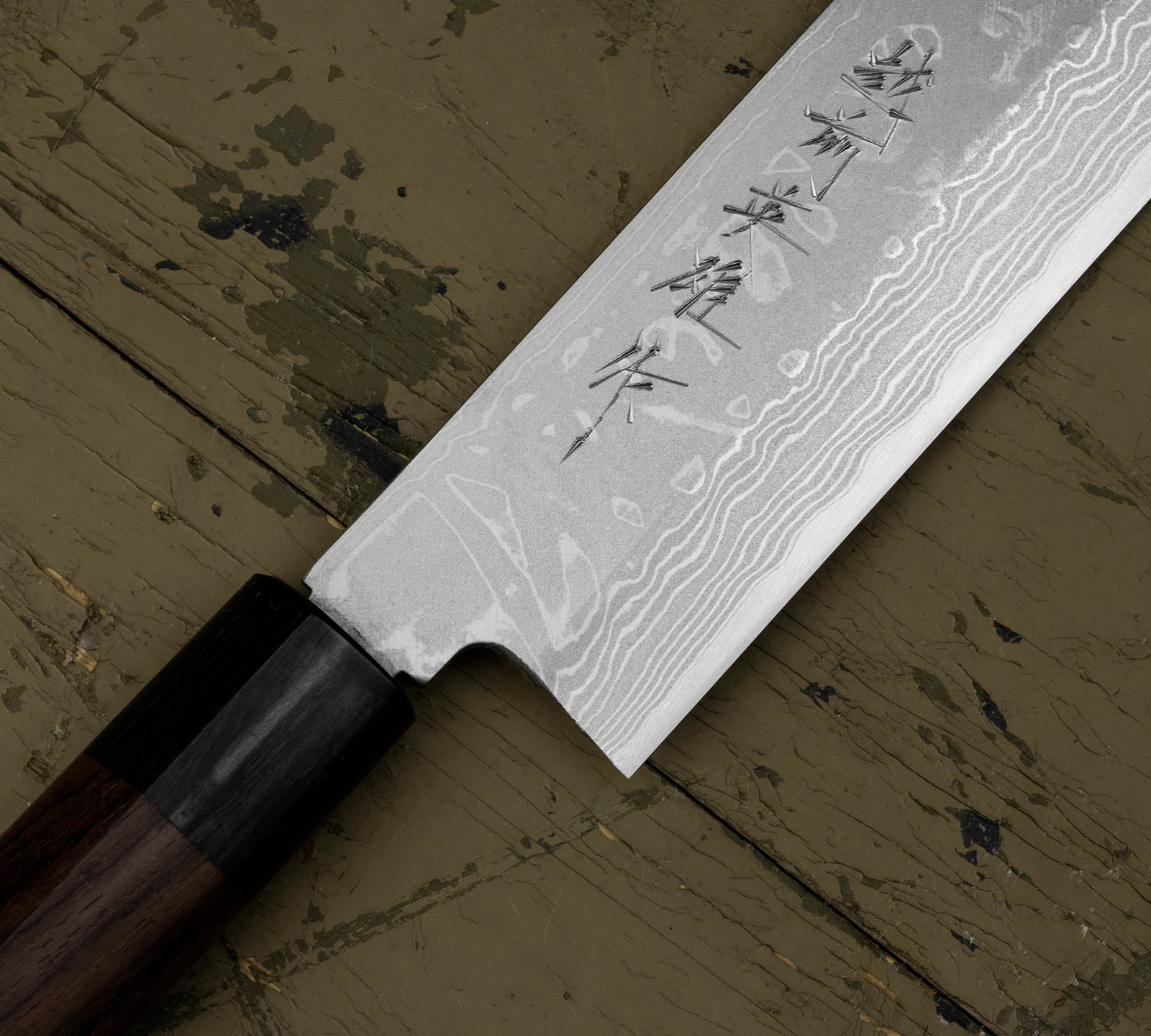 Hideo Kitaoka Shirogami Satin Damascus Nóż Usuba 16,5cm 3 5 cm