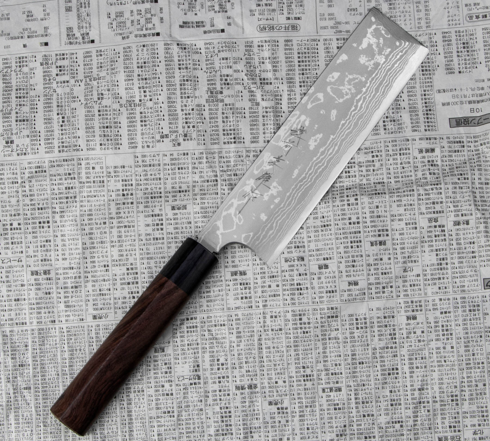 Hideo Kitaoka Shirogami Satin Damascus Nóż Usuba 18cm 3 CN-2213