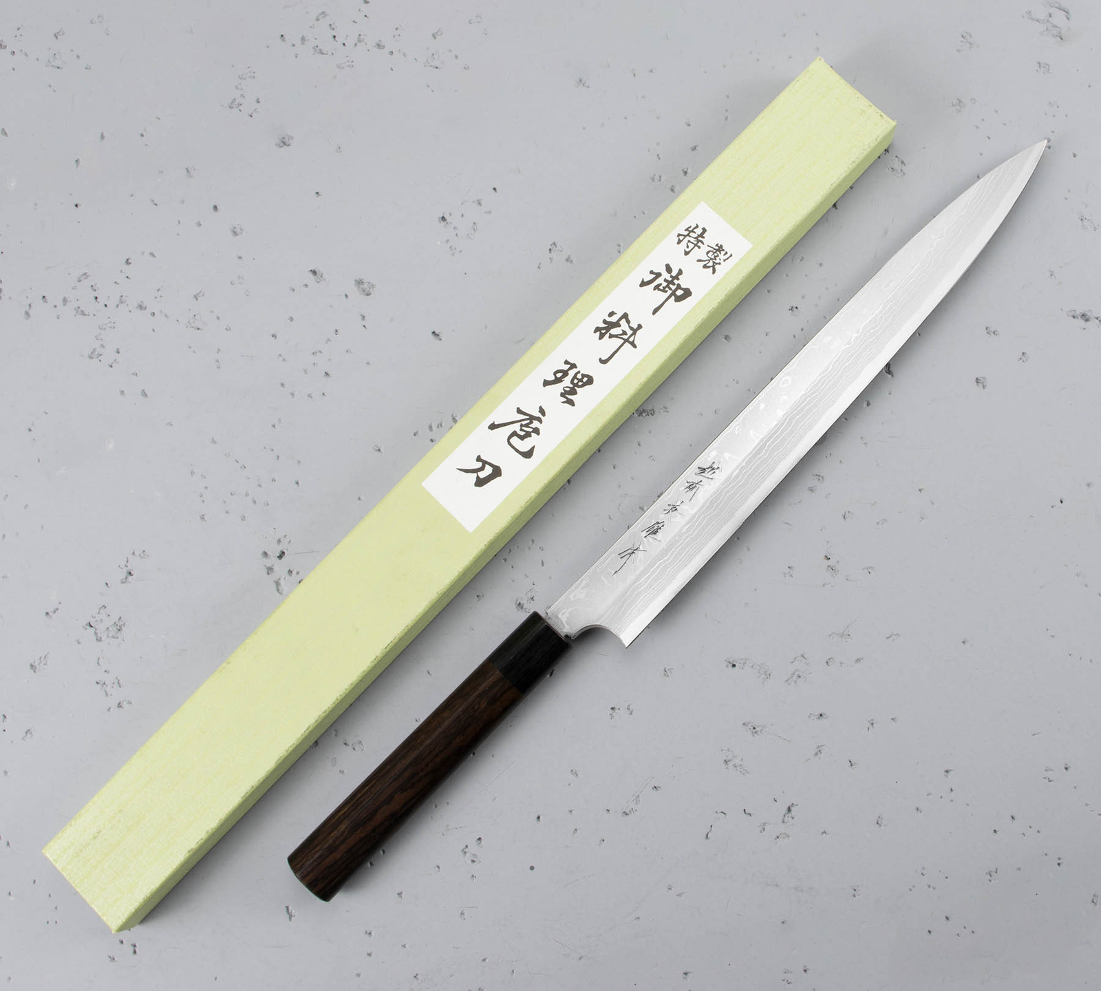 Hideo Kitaoka Shirogami Satin Damascus Nóż Yanagi 30cm 3 CN-2210