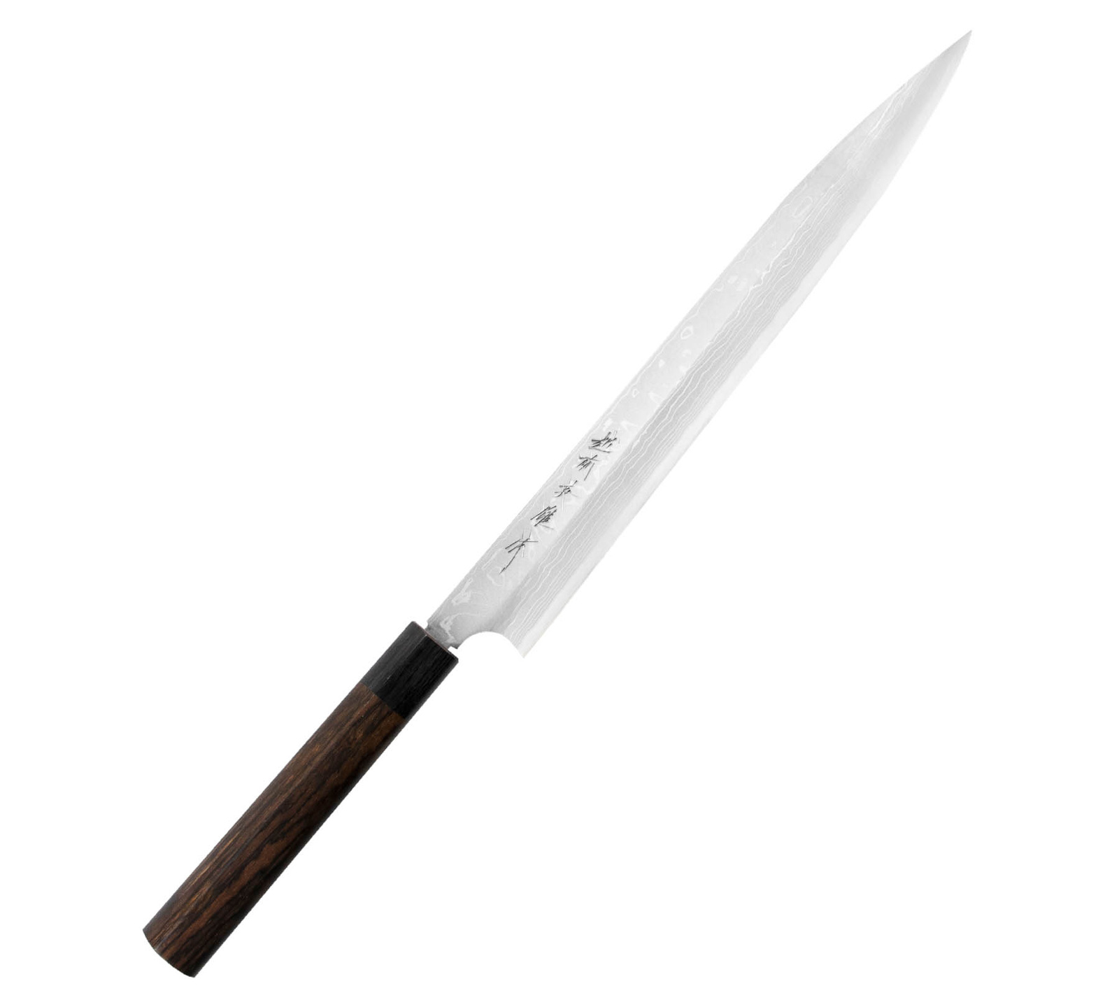 Hideo Kitaoka Shirogami Satin Damascus Nóż Yanagi 30cm 2 Hideo Kitaoka Shirogami Satin Damascus Nóż Yanagi 30 cm