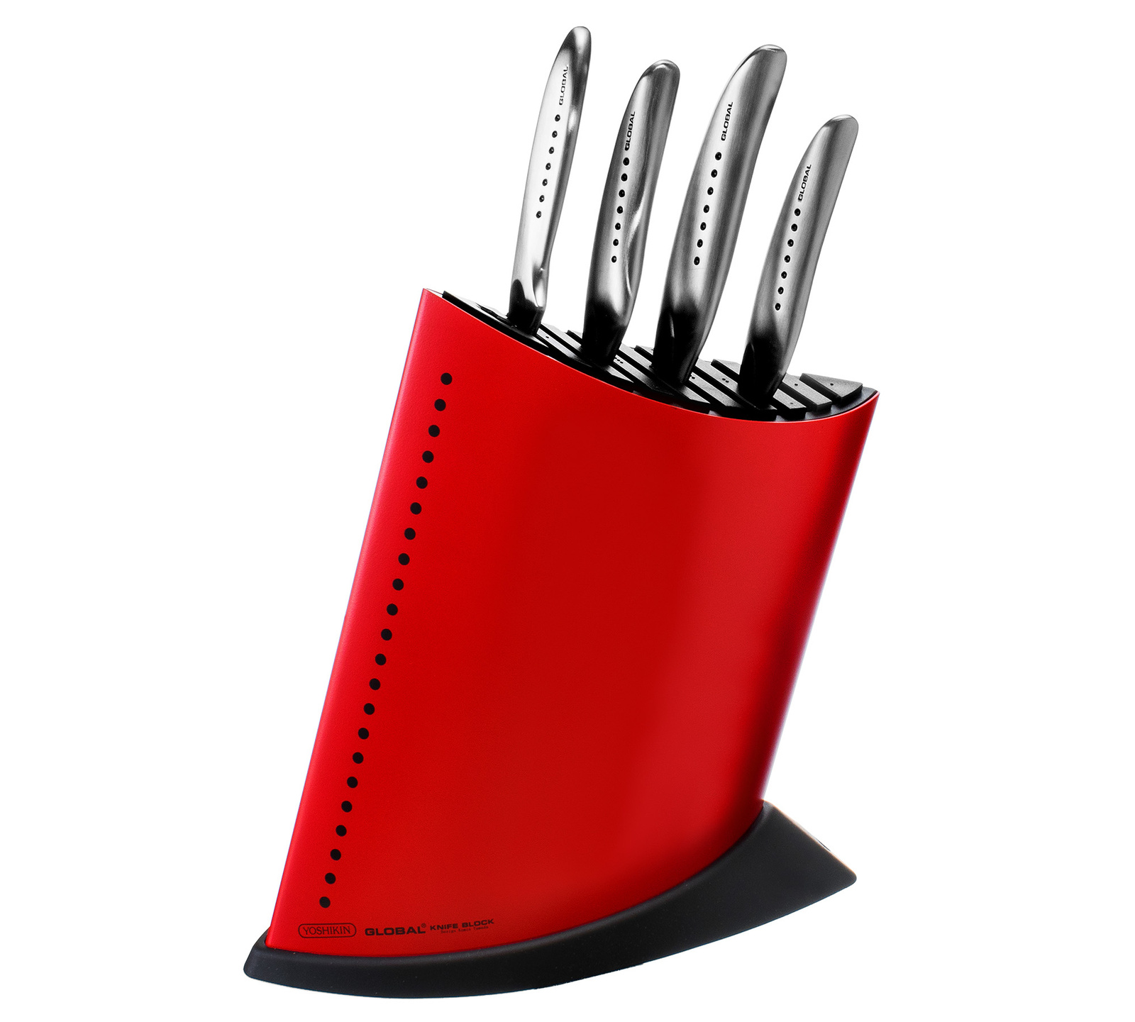 Komplet 4 noży Global SAI w czerwonym bloku GKB-52CR 2 Komplet 4 noży Global SAI w czerwonym bloku GKB-52CR