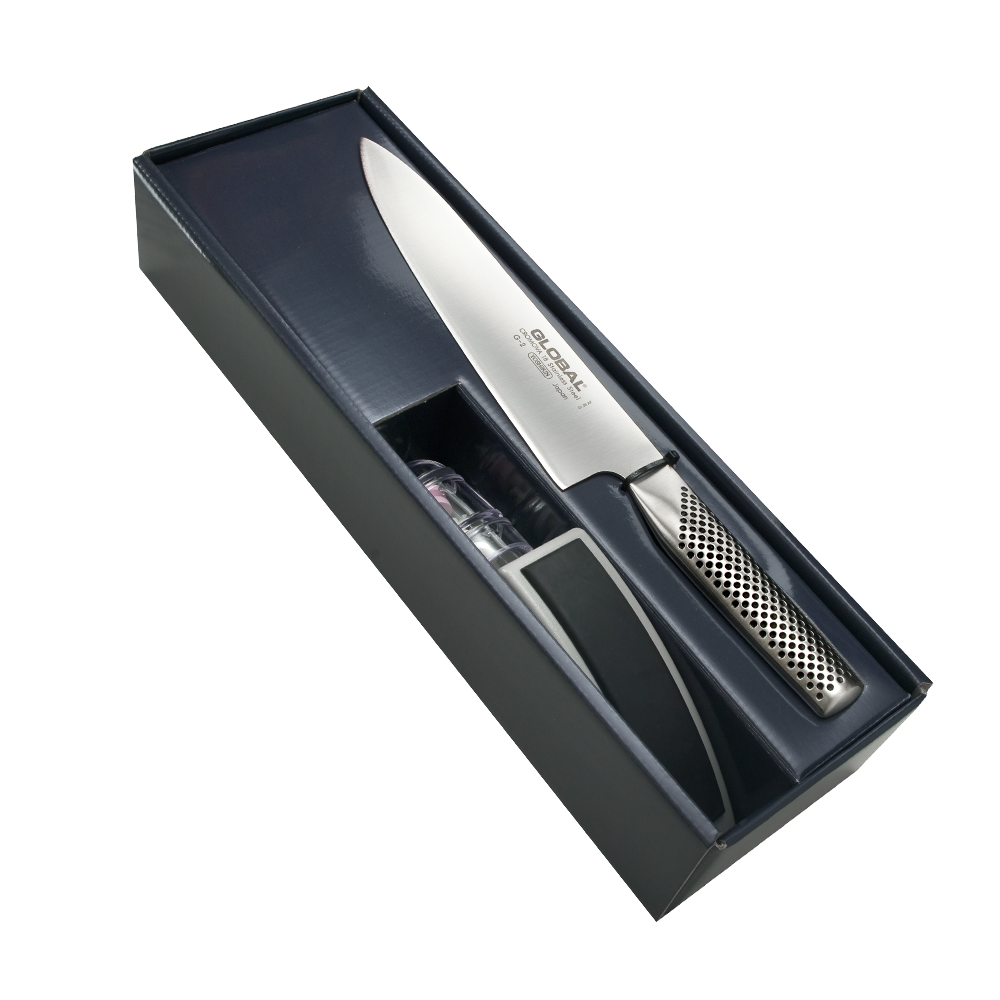 Zestaw Starter: Nóż szefa kuchni G-2 + ostrzałka MinoSharp | Global G-2220GB 2 Zestaw Starter: Nóż szefa kuchni G-2 + ostrzałka MinoSharp | Global G-2220GB