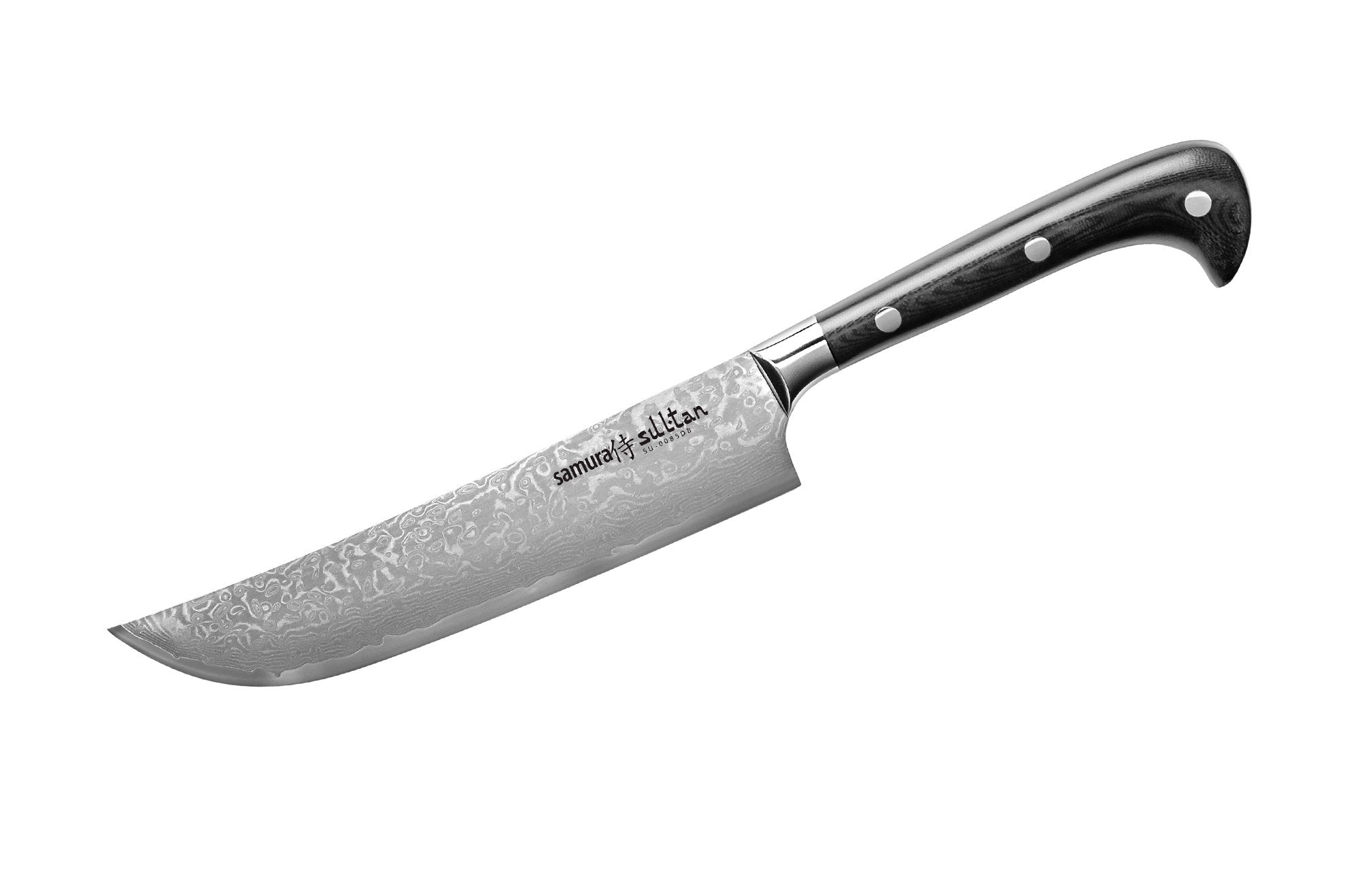 Samura SULTAN Chef's knife 7.0 Nóż szefa kuchni Samura Sultan (styl Pchak) to wszechstronne narzędzie kuchenne inspirowane tradycyjnym projektem noża z Azji Środkowej. Unikalny kształt ostrza umożliwia wydajne cięcie