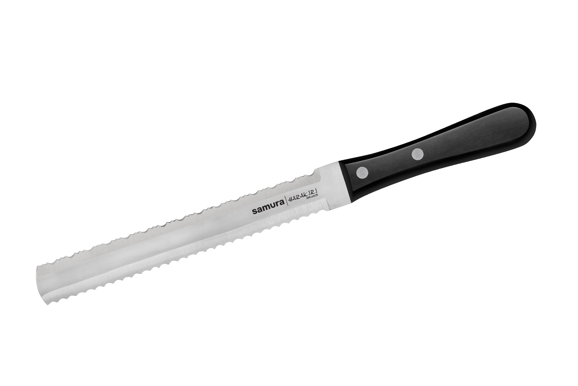 Samura HARAKIRI SUPER Set of 5 kitchen knives, black: Chef's knife, Two-sided saw knife, Slicing knife, Utility knife, Paring knife, magnetic holder, honing rod, kitchen scissors 5 co potrzebne do wydajnego przygotowywania potraw i wygodnego przechowywania.