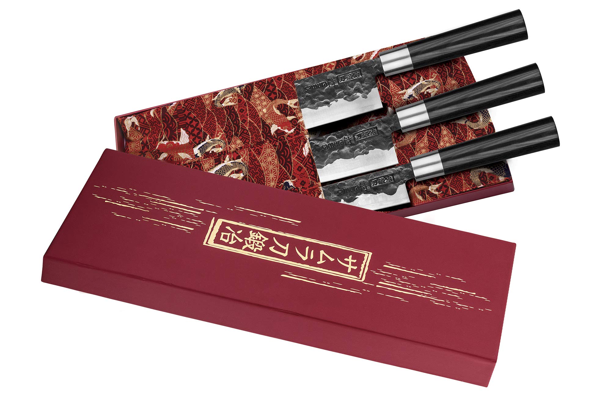 Samura BLACKSMITH Set of 3 kitchen knives: Utility knife, Nakiri knife, Santoku knife 5 Samura BLACKSMITH Set of 3 kitchen knives: Utility knife, Nakiri knife, Santoku knife - obrazek 5