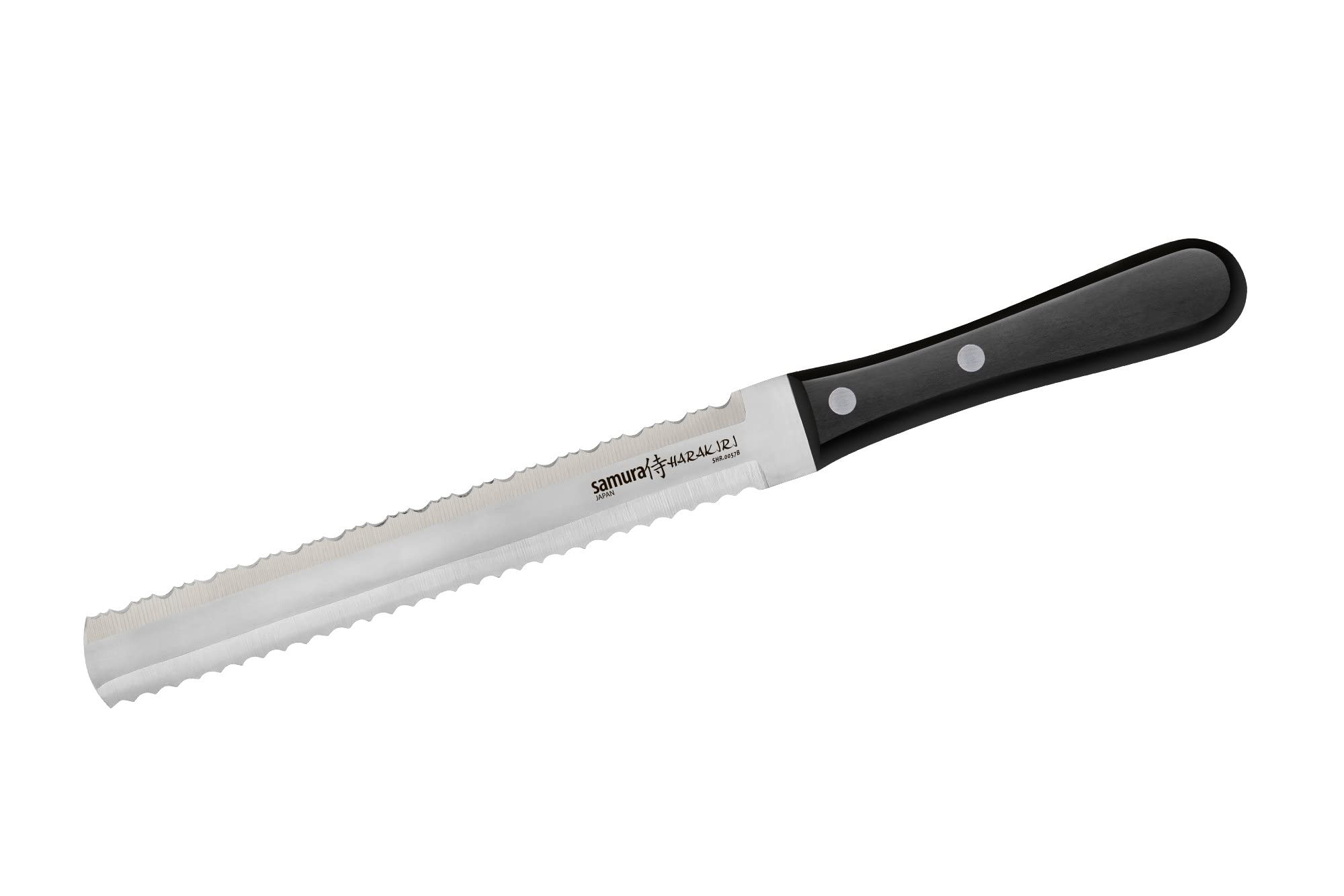 Samura HARAKIRI Two-sided saw knife for bread and frozen food 7.1 Nóż Samura Harakiri do mrożonej żywności i chleba to wszechstronne narzędzie kuchenne przeznaczone do łatwego krojenia zarówno mrożonych produktów