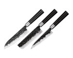 Samura BLACKSMITH Set of 3 kitchen knives: Utility knife, Nakiri knife, Santoku knife Samura BLACKSMITH Set of 3 kitchen knives: Utility knife, Nakiri knife, Santoku knife