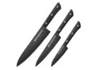 Samura SHADOW Set of 3 kitchen knives: Chef's knife, Utility knife, Paring knife with black non-stick coating Samura SHADOW Set of 3 kitchen knives: Chef's knife, Utility knife, Paring knife with black non-stick coating
