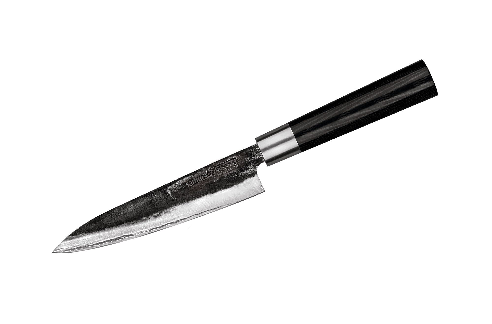 Samura SUPER 5 Utility knife 6.4 Nóż uniwersalny Samura Super 5 to wysokiej klasy wielofunkcyjny nóż kuchenny przeznaczony do codziennych zadań wymagających precyzyjnego cięcia.