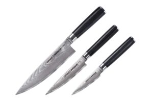 Samura DAMASCUS Set of 3 kitchen knives: Paring knife, Utility knife, Chef's knife
