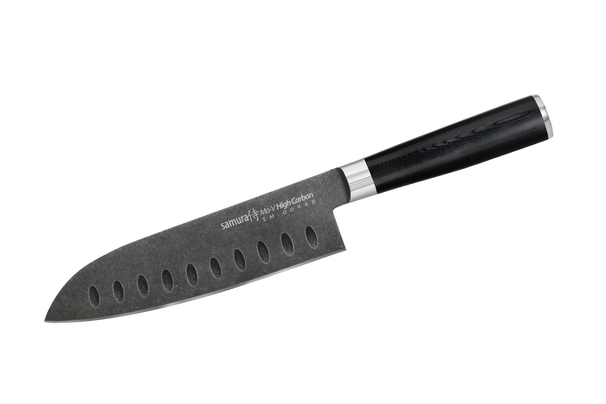 Samura MO-V Stonewash Santoku knife hollow ground 7.0 Nóż Samura Mo-V Stonewash Santoku to duże i wszechstronne narzędzie kuchenne przeznaczone do krojenia