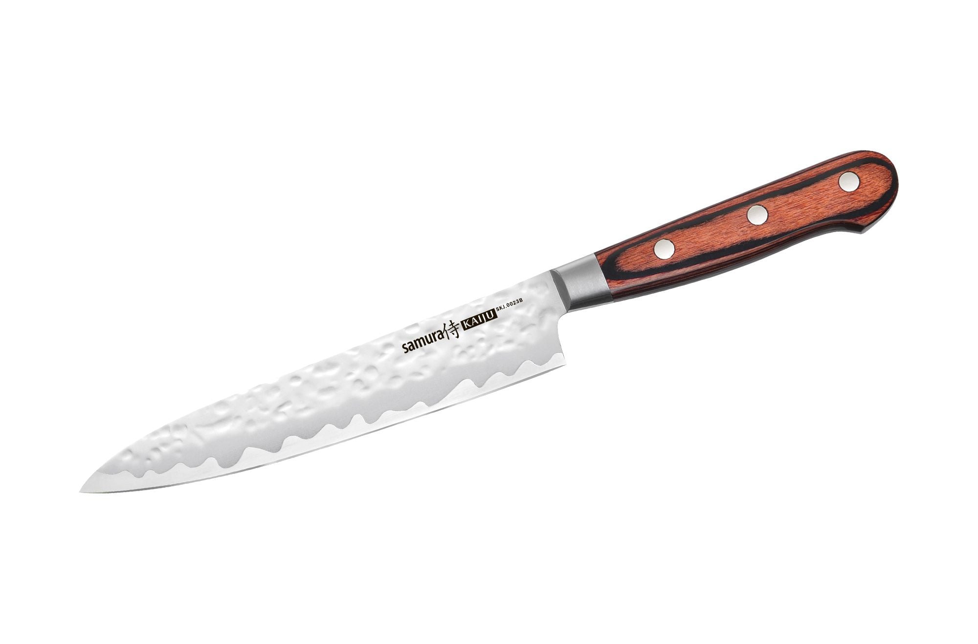 Samura KAIJU Utility knife 6.0 Nóż uniwersalny Samura Kaiju to wszechstronne narzędzie kuchenne przeznaczone do szerokiego zakresu codziennych zadań związanych z gotowaniem. Dzięki ostrzu o średnicy 150 mm zapewnia doskonałą równowagę pomiędzy rozmiarem