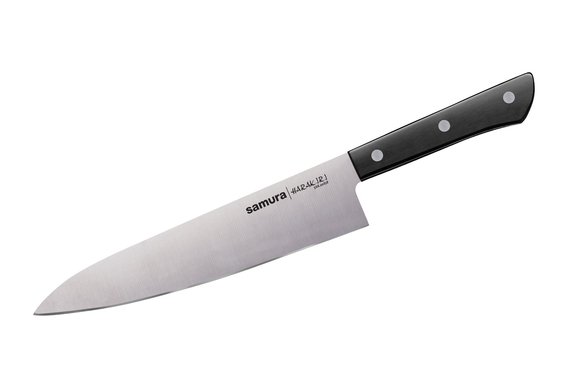 Samura HARAKIRI SUPER Set of 5 kitchen knives, black: Chef's knife, Two-sided saw knife, Slicing knife, Utility knife, Paring knife, magnetic holder, honing rod, kitchen scissors 7 Samura HARAKIRI SUPER Set of 5 kitchen knives, black: Chef's knife, Two-sided saw knife, Slicing knife, Utility knife, Paring knife, magnetic holder, honing rod, kitchen scissors - obrazek 7